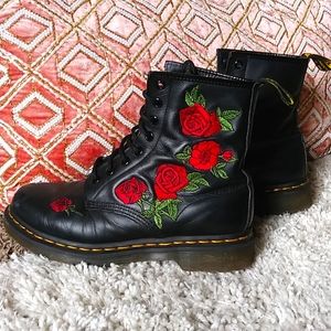 Doc Martens Boots Rose Embroidery